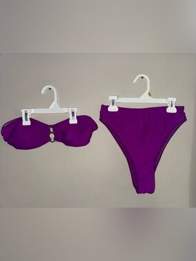 BNWOT, Matte Collection, purple bandeau bikini, size medium